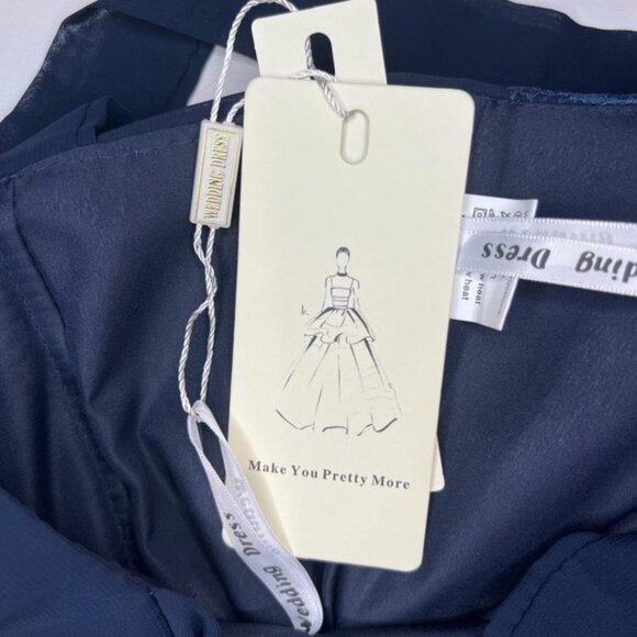 NWT WEDDING DRESS 1/2 Top Lace Party Cocktail Navy Formal Dress A-Line Size 2 - Picture 5 of 10